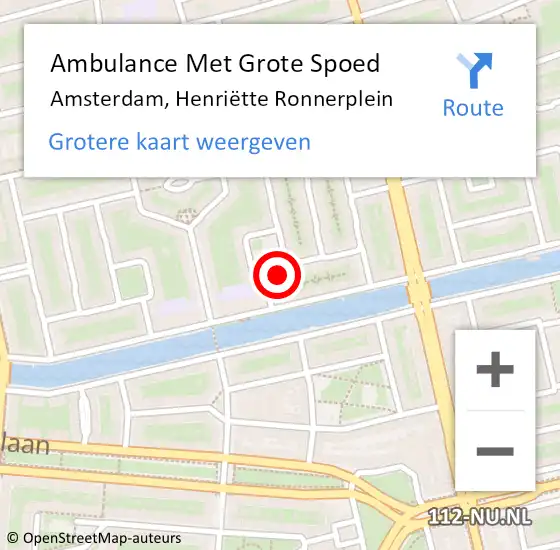 Locatie op kaart van de 112 melding: Ambulance Met Grote Spoed Naar Amsterdam, Henriëtte Ronnerplein op 27 september 2023 21:33