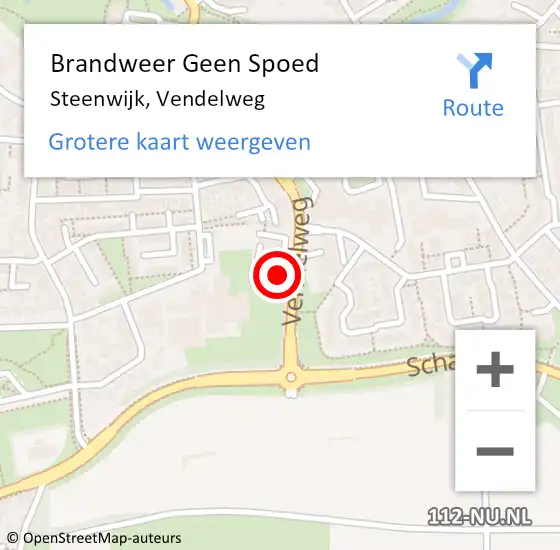 Locatie op kaart van de 112 melding: Brandweer Geen Spoed Naar Steenwijk, Vendelweg op 27 september 2023 21:46