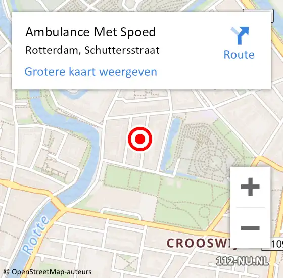 Locatie op kaart van de 112 melding: Ambulance Met Spoed Naar Rotterdam, Schuttersstraat op 27 september 2023 22:08