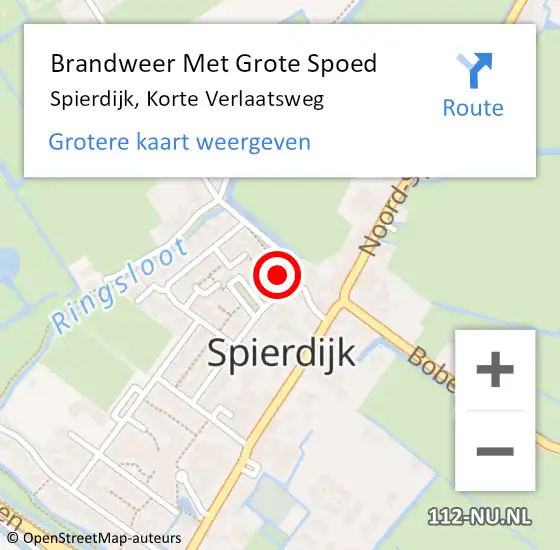 Locatie op kaart van de 112 melding: Brandweer Met Grote Spoed Naar Spierdijk, Korte Verlaatsweg op 27 september 2023 22:46