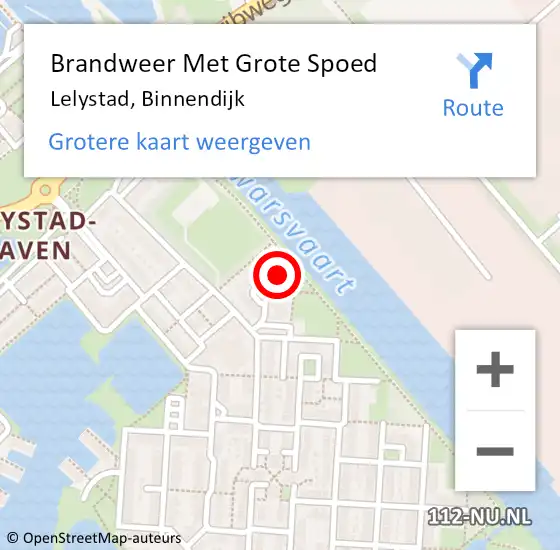 Locatie op kaart van de 112 melding: Brandweer Met Grote Spoed Naar Lelystad, Binnendijk op 27 september 2023 23:04