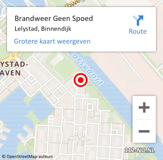 Locatie op kaart van de 112 melding: Brandweer Geen Spoed Naar Lelystad, Binnendijk op 27 september 2023 23:10