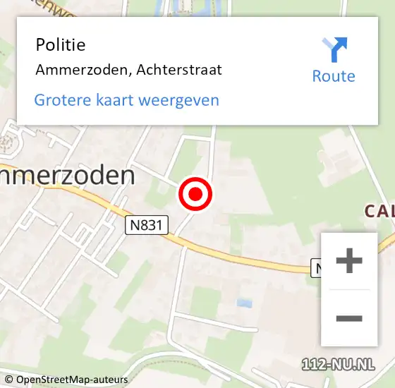 Locatie op kaart van de 112 melding: Politie Ammerzoden, Achterstraat op 28 september 2023 01:25