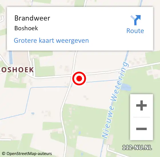Locatie op kaart van de 112 melding: Brandweer Boshoek op 9 september 2014 17:05
