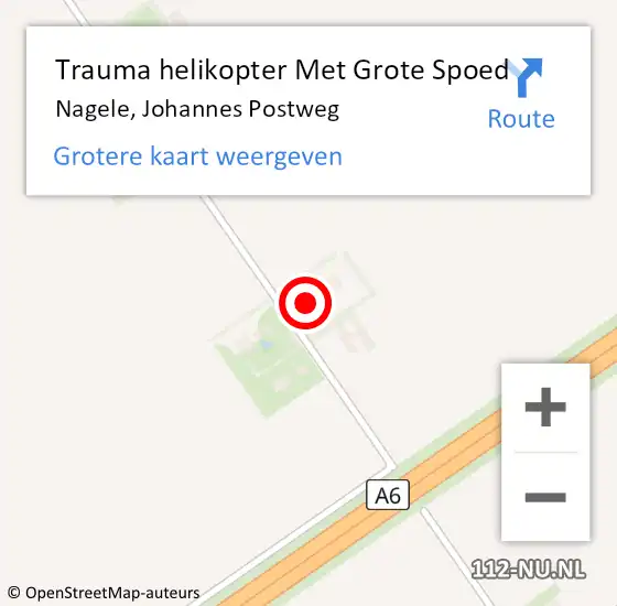 Locatie op kaart van de 112 melding: Trauma helikopter Met Grote Spoed Naar Nagele, Johannes Postweg op 28 september 2023 02:29