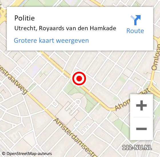 Locatie op kaart van de 112 melding: Politie Utrecht, Royaards van den Hamkade op 28 september 2023 08:08