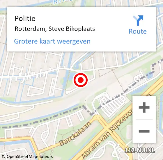 Locatie op kaart van de 112 melding: Politie Rotterdam, Steve Bikoplaats op 28 september 2023 09:04