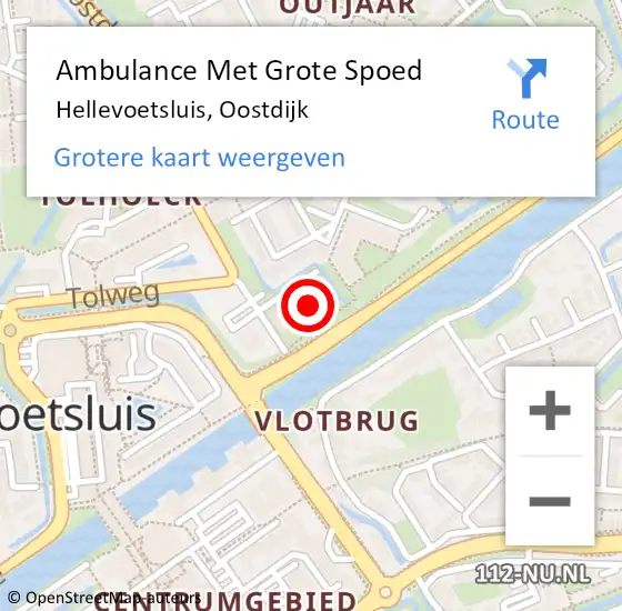 Locatie op kaart van de 112 melding: Ambulance Met Grote Spoed Naar Hellevoetsluis, Oostdijk op 28 september 2023 09:39