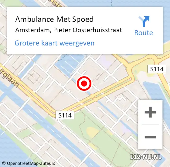 Locatie op kaart van de 112 melding: Ambulance Met Spoed Naar Amsterdam, Pieter Oosterhuisstraat op 28 september 2023 09:49