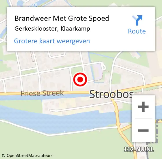 Locatie op kaart van de 112 melding: Brandweer Met Grote Spoed Naar Gerkesklooster, Klaarkamp op 28 september 2023 10:00