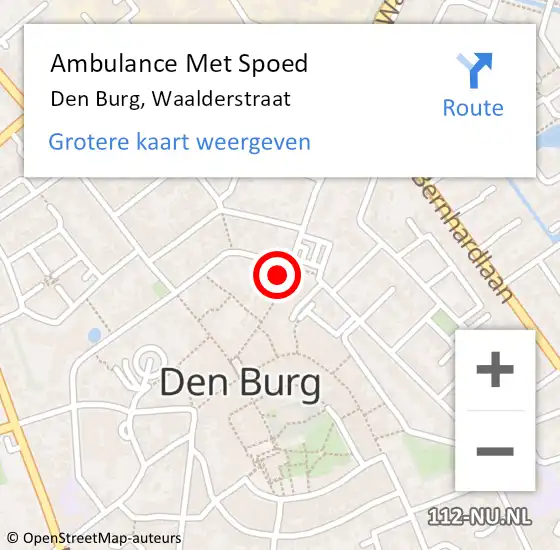 Locatie op kaart van de 112 melding: Ambulance Met Spoed Naar Den Burg, Waalderstraat op 28 september 2023 11:31