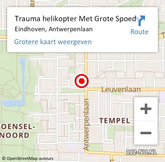 Locatie op kaart van de 112 melding: Trauma helikopter Met Grote Spoed Naar Eindhoven, Antwerpenlaan op 28 september 2023 13:52