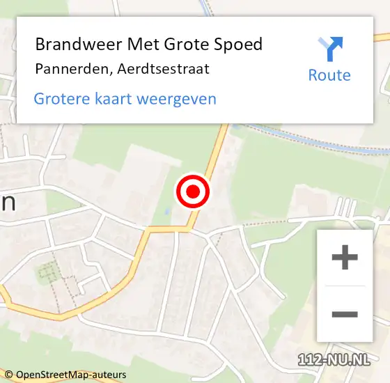 Locatie op kaart van de 112 melding: Brandweer Met Grote Spoed Naar Pannerden, Aerdtsestraat op 28 september 2023 14:08