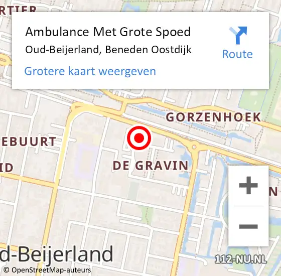 Locatie op kaart van de 112 melding: Ambulance Met Grote Spoed Naar Oud-Beijerland, Beneden Oostdijk op 28 september 2023 14:24