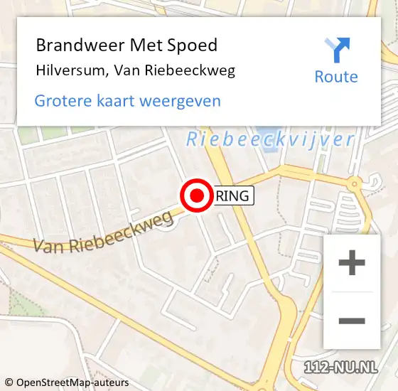 Locatie op kaart van de 112 melding: Brandweer Met Spoed Naar Hilversum, Van Riebeeckweg op 28 september 2023 14:56