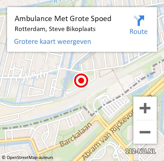 Locatie op kaart van de 112 melding: Ambulance Met Grote Spoed Naar Rotterdam, Steve Bikoplaats op 28 september 2023 14:57