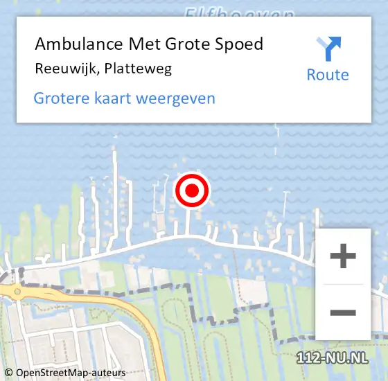 Locatie op kaart van de 112 melding: Ambulance Met Grote Spoed Naar Reeuwijk, Platteweg op 28 september 2023 15:18