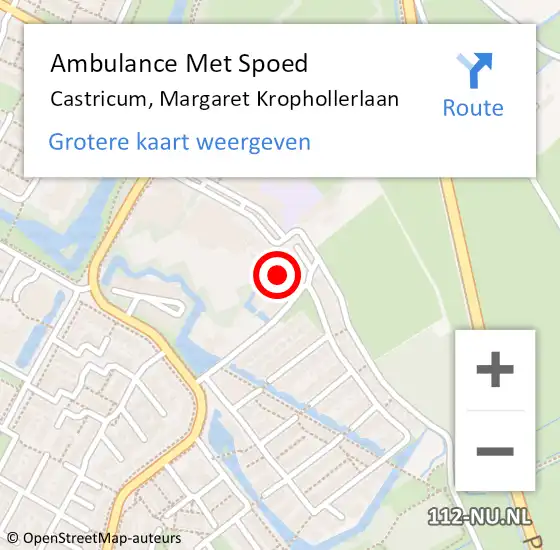 Locatie op kaart van de 112 melding: Ambulance Met Spoed Naar Castricum, Margaret Krophollerlaan op 28 september 2023 16:06