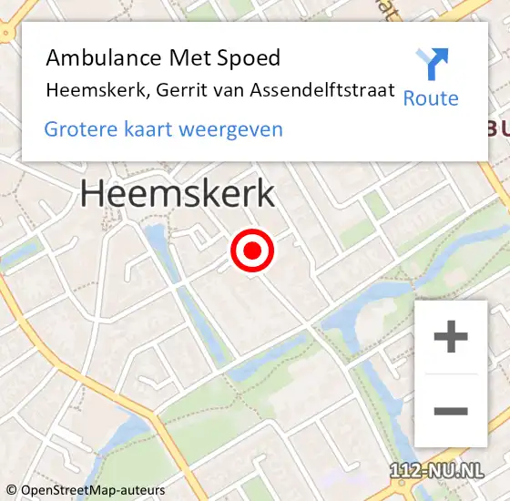 Locatie op kaart van de 112 melding: Ambulance Met Spoed Naar Heemskerk, Gerrit van Assendelftstraat op 28 september 2023 16:12