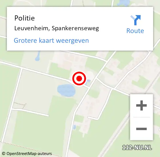 Locatie op kaart van de 112 melding: Politie Leuvenheim, Spankerenseweg op 28 september 2023 16:29