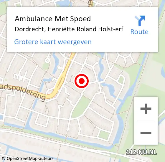 Locatie op kaart van de 112 melding: Ambulance Met Spoed Naar Dordrecht, Henriëtte Roland Holst-erf op 28 september 2023 17:05