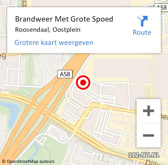 Locatie op kaart van de 112 melding: Brandweer Met Grote Spoed Naar Roosendaal, Oostplein op 28 september 2023 17:12