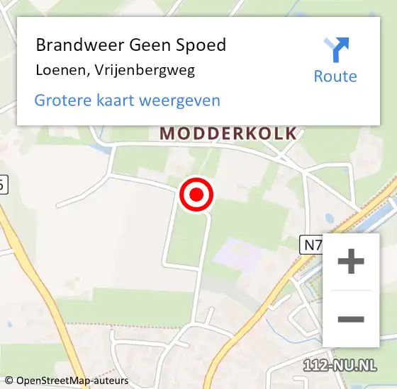 Locatie op kaart van de 112 melding: Brandweer Geen Spoed Naar Loenen, Vrijenbergweg op 28 september 2023 17:46