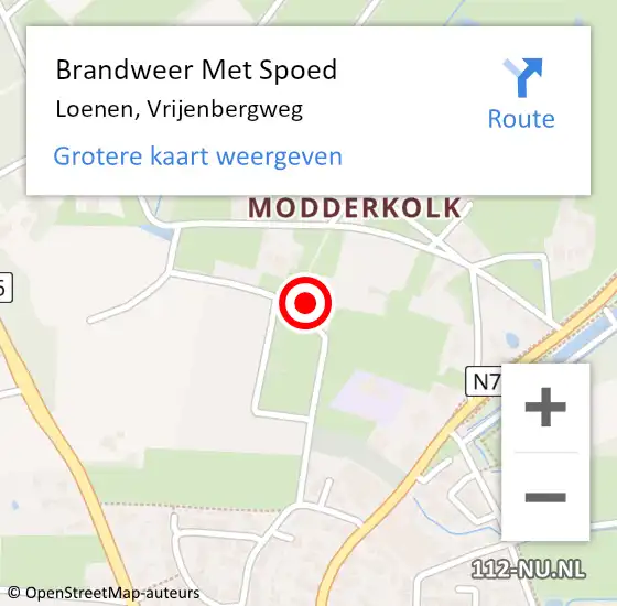 Locatie op kaart van de 112 melding: Brandweer Met Spoed Naar Loenen, Vrijenbergweg op 28 september 2023 18:00