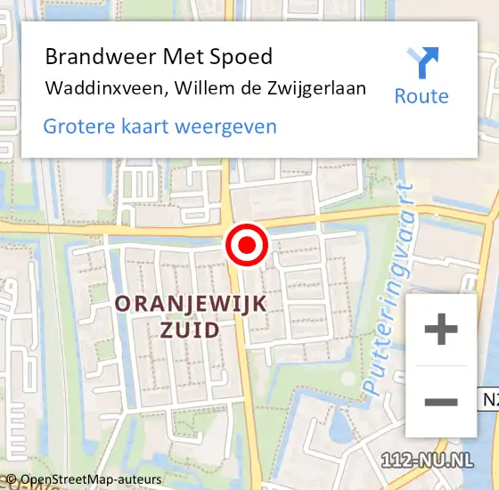Locatie op kaart van de 112 melding: Brandweer Met Spoed Naar Waddinxveen, Willem de Zwijgerlaan op 28 september 2023 18:06