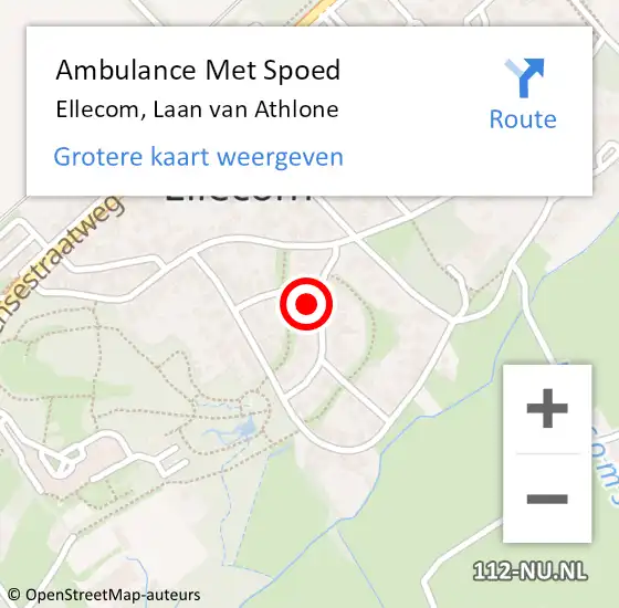 Locatie op kaart van de 112 melding: Ambulance Met Spoed Naar Ellecom, Laan van Athlone op 9 september 2014 19:19