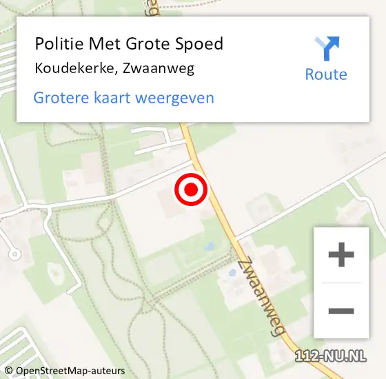 Locatie op kaart van de 112 melding: Politie Met Grote Spoed Naar Koudekerke, Zwaanweg op 28 september 2023 23:19