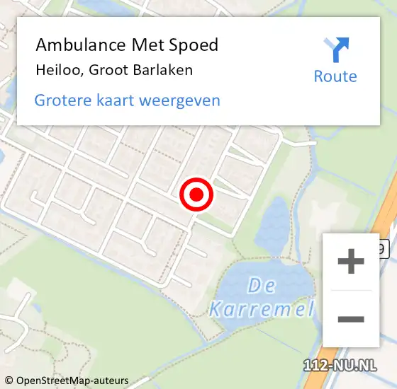 Locatie op kaart van de 112 melding: Ambulance Met Spoed Naar Heiloo, Groot Barlaken op 29 september 2023 04:09