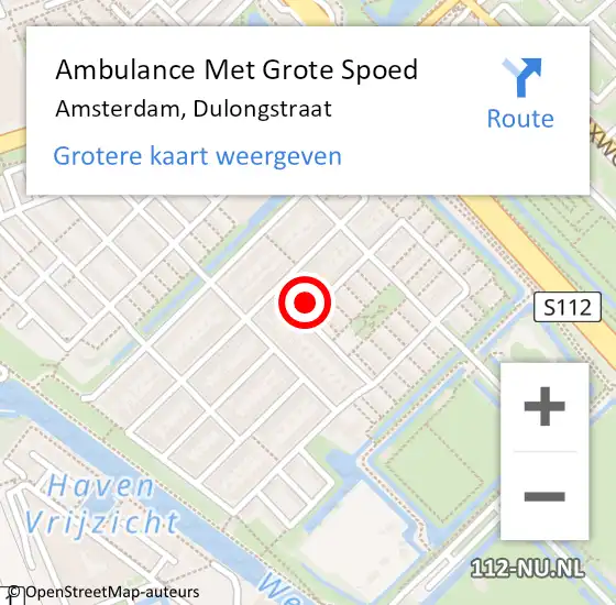 Locatie op kaart van de 112 melding: Ambulance Met Grote Spoed Naar Amsterdam, Dulongstraat op 29 september 2023 05:09