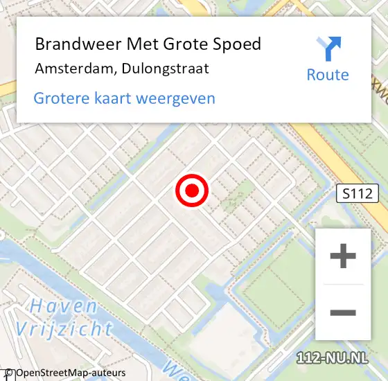 Locatie op kaart van de 112 melding: Brandweer Met Grote Spoed Naar Amsterdam, Dulongstraat op 29 september 2023 05:10