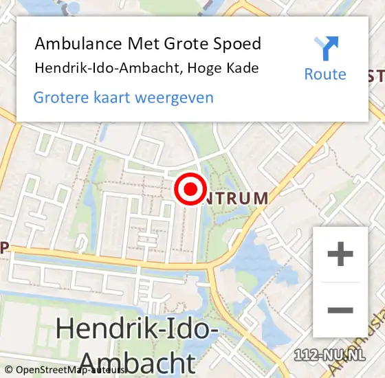 Locatie op kaart van de 112 melding: Ambulance Met Grote Spoed Naar Hendrik-Ido-Ambacht, Hoge Kade op 29 september 2023 05:30