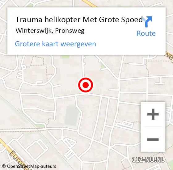 Locatie op kaart van de 112 melding: Trauma helikopter Met Grote Spoed Naar Winterswijk, Pronsweg op 29 september 2023 07:42