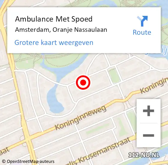 Locatie op kaart van de 112 melding: Ambulance Met Spoed Naar Amsterdam, Oranje Nassaulaan op 29 september 2023 08:44