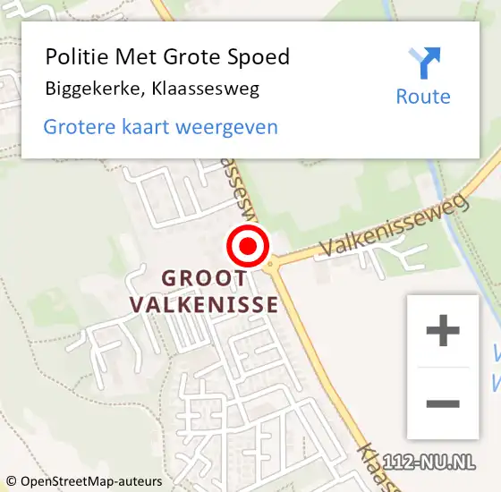 Locatie op kaart van de 112 melding: Politie Met Grote Spoed Naar Biggekerke, Klaassesweg op 29 september 2023 09:28