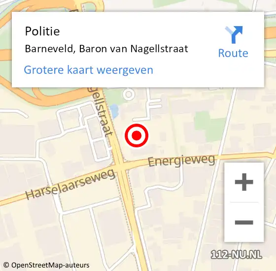 Locatie op kaart van de 112 melding: Politie Barneveld, Baron van Nagellstraat op 29 september 2023 10:20