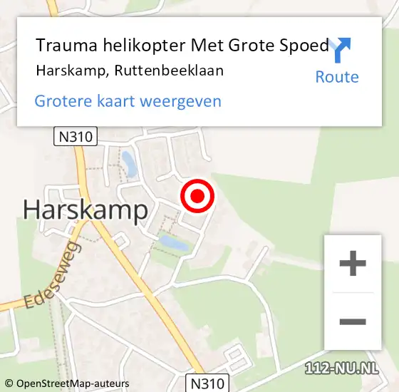 Locatie op kaart van de 112 melding: Trauma helikopter Met Grote Spoed Naar Harskamp, Ruttenbeeklaan op 29 september 2023 11:37