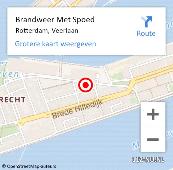 Locatie op kaart van de 112 melding: Brandweer Met Spoed Naar Rotterdam, Veerlaan op 29 september 2023 11:53