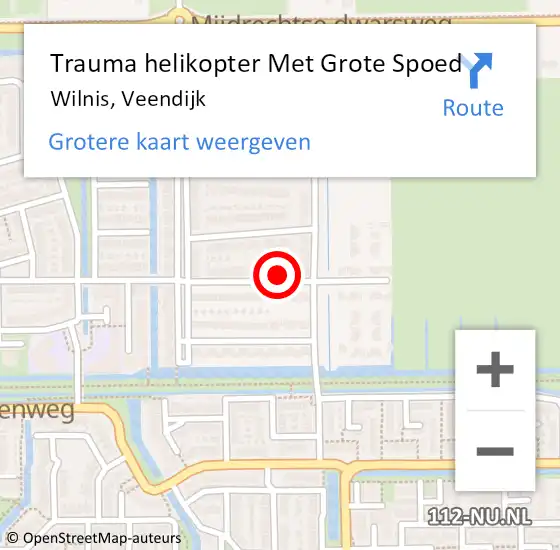 Locatie op kaart van de 112 melding: Trauma helikopter Met Grote Spoed Naar Wilnis, Veendijk op 29 september 2023 12:03