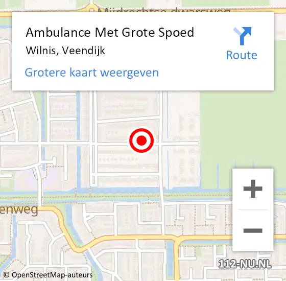 Locatie op kaart van de 112 melding: Ambulance Met Grote Spoed Naar Wilnis, Veendijk op 29 september 2023 12:06