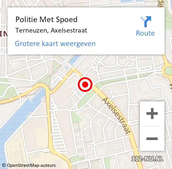 Locatie op kaart van de 112 melding: Politie Met Spoed Naar Terneuzen, Axelsestraat op 29 september 2023 12:21