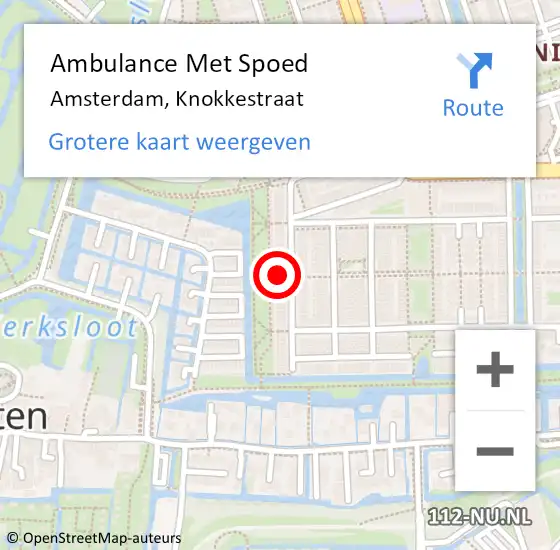 Locatie op kaart van de 112 melding: Ambulance Met Spoed Naar Amsterdam, Knokkestraat op 29 september 2023 13:06