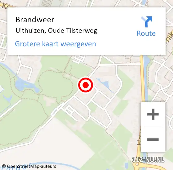 Locatie op kaart van de 112 melding: Brandweer Uithuizen, Oude Tilsterweg op 29 september 2023 13:07