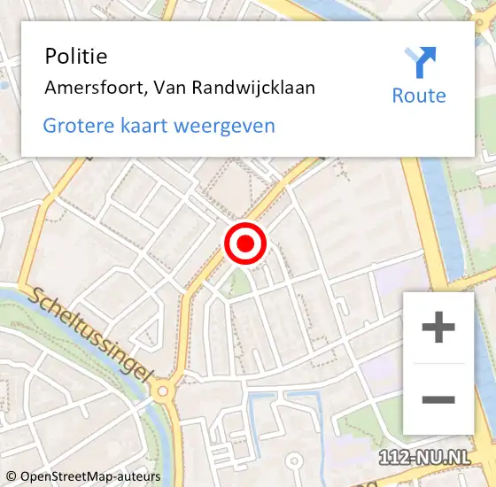 Locatie op kaart van de 112 melding: Politie Amersfoort, Van Randwijcklaan op 29 september 2023 14:55