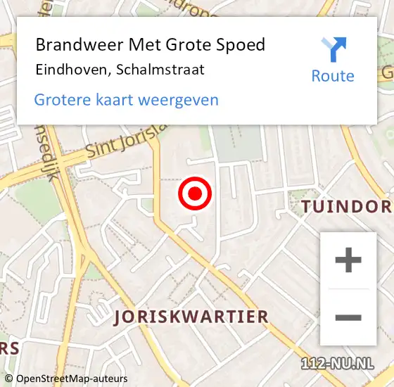 Locatie op kaart van de 112 melding: Brandweer Met Grote Spoed Naar Eindhoven, Schalmstraat op 29 september 2023 15:00