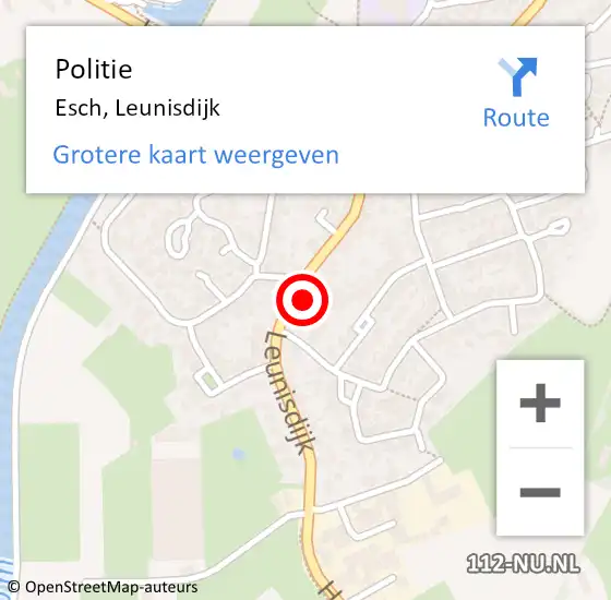 Locatie op kaart van de 112 melding: Politie Esch, Leunisdijk op 29 september 2023 15:30