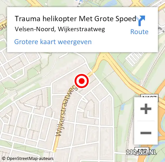 Locatie op kaart van de 112 melding: Trauma helikopter Met Grote Spoed Naar Velsen-Noord, Wijkerstraatweg op 29 september 2023 15:38